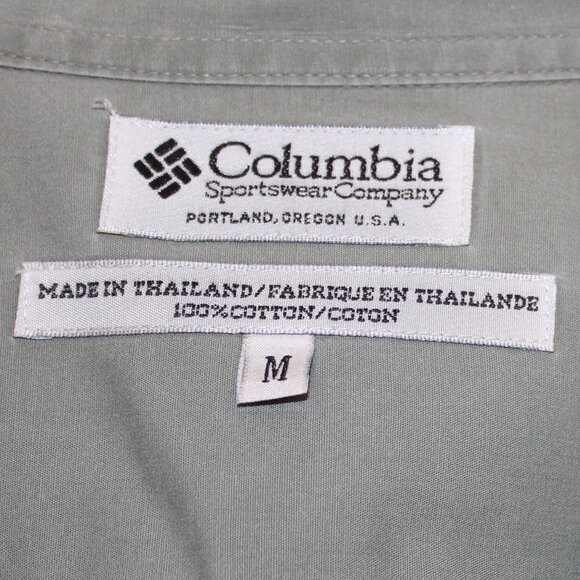 Columbia Green Short Sleeve Button Down 2 Front Pockets Size M - Picture 6 of 9